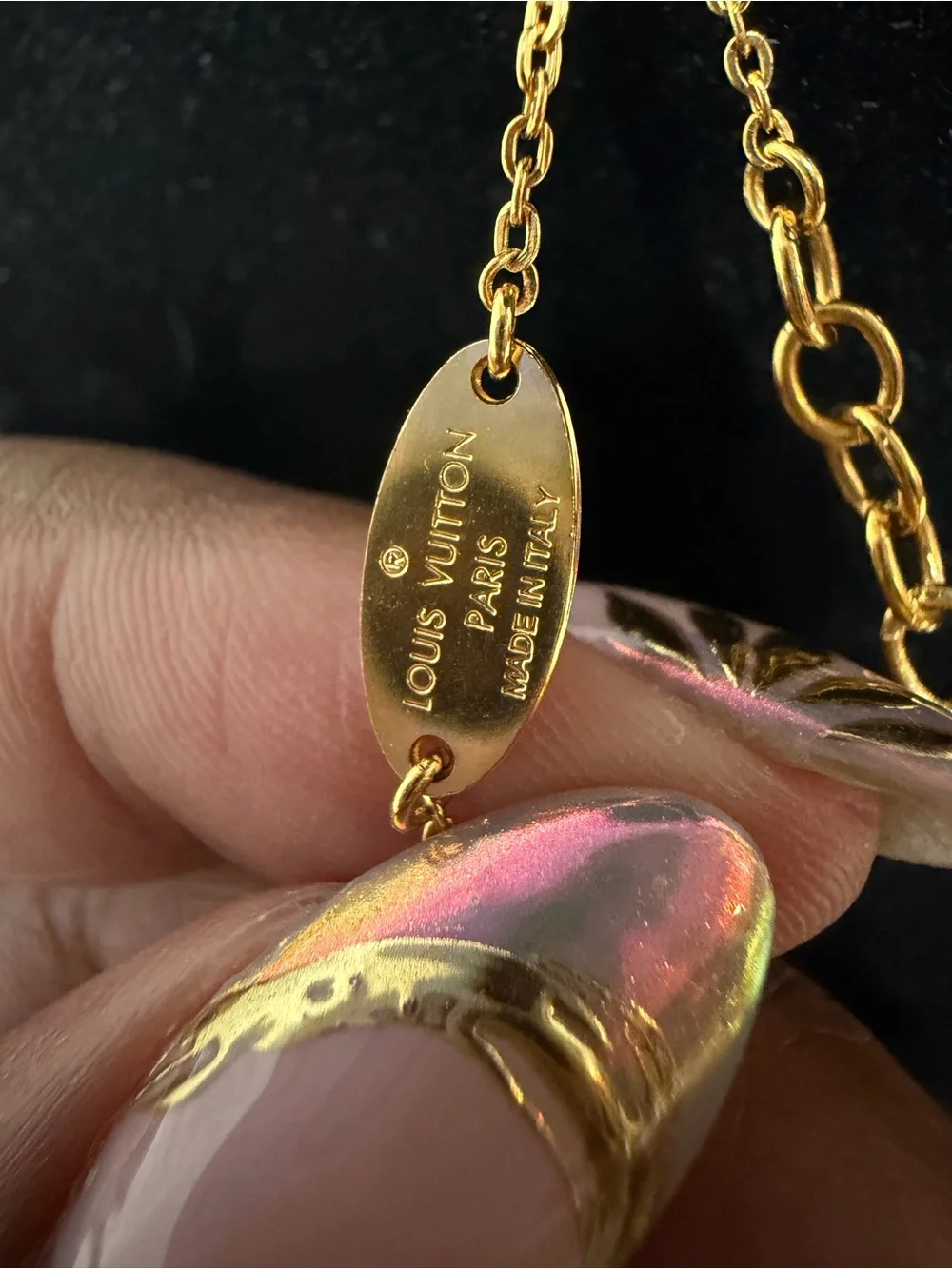 Louis Vuitton Two-Tone Nanogram Necklace-EXCELLENT CONDITION